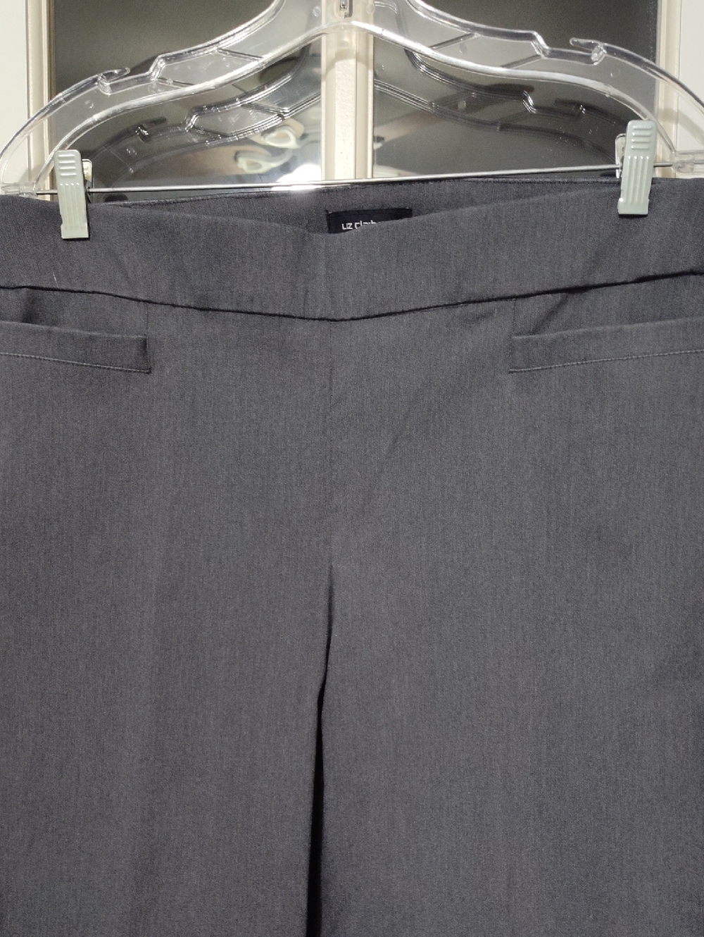 Liz Claiborne Career Pull-on Pants-Classic Straight Fit, Charcoal Gray, Size 16 - Picture 3 of 4